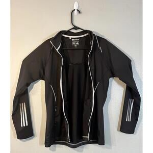 Adidas Jacket Womens Sz/M Black Full Zip Climawarm Reflective Stretch Formotion